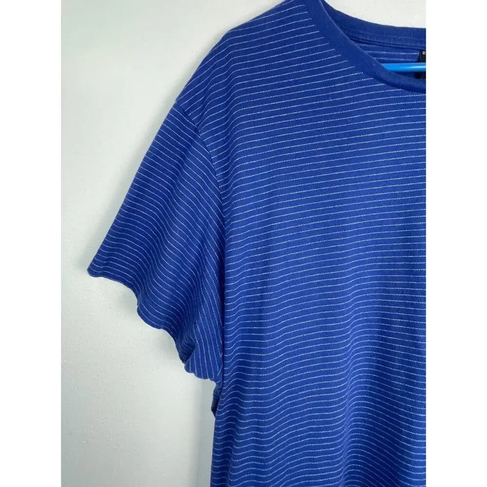 US Polo Striped Mens Tee XXL Blue Crewneck Short Sleeve Preppy Casual T-Shirt